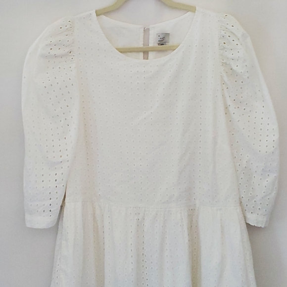 A New Day White Eyelet Puff Sleeve Midi Dress Cotton Ruffles Tiered Size XXL - Picture 7 of 15